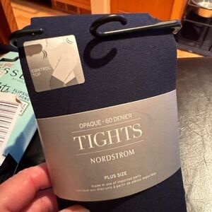 Nordstrom Plus Size Opaque Tights in Navy Iris